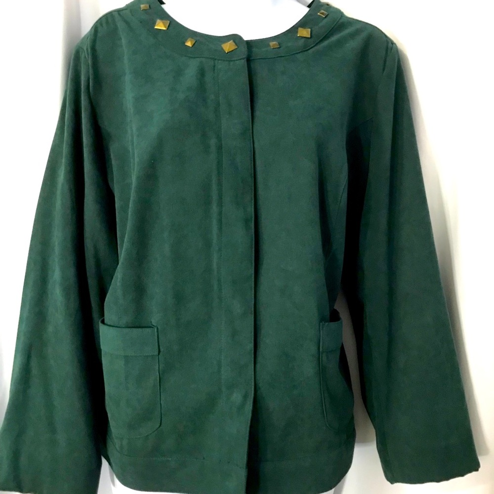 Sag Harbor Green Faux Suede Jacket w Stud Detail L